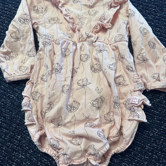 Ruffle Butts Pink Floral and Striped Bodysuit Set - Picture 3 of 5